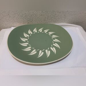 Harkerware GREEN CORONET PATTERN Serving oval  Platter  G8